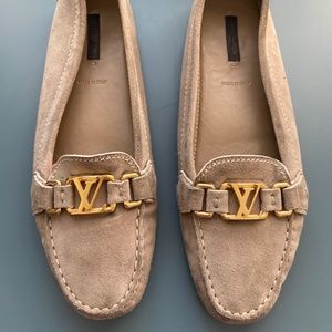 Louis Vuitton Tan Loafers with Gold Accent
